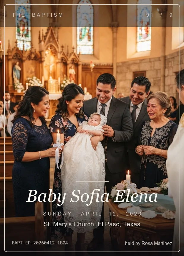 Baptism keepsake card