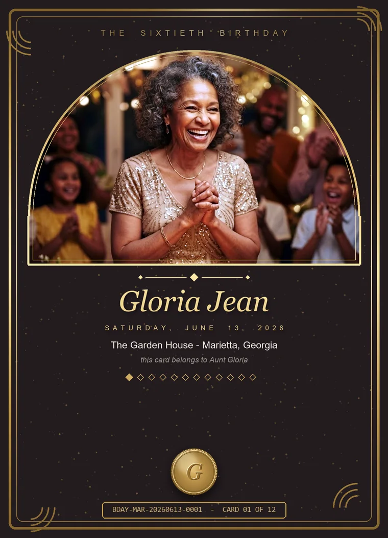 Premium 60th birthday keepsake card