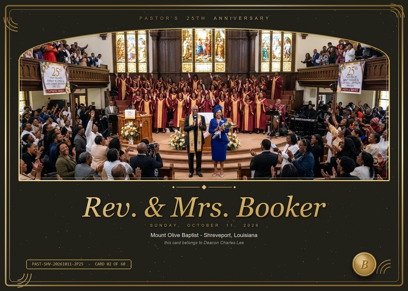 Premium pastor anniversary card, horizontal