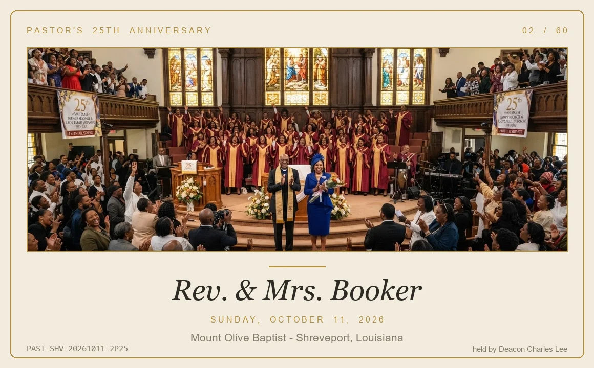 Pastor anniversary card in champagne