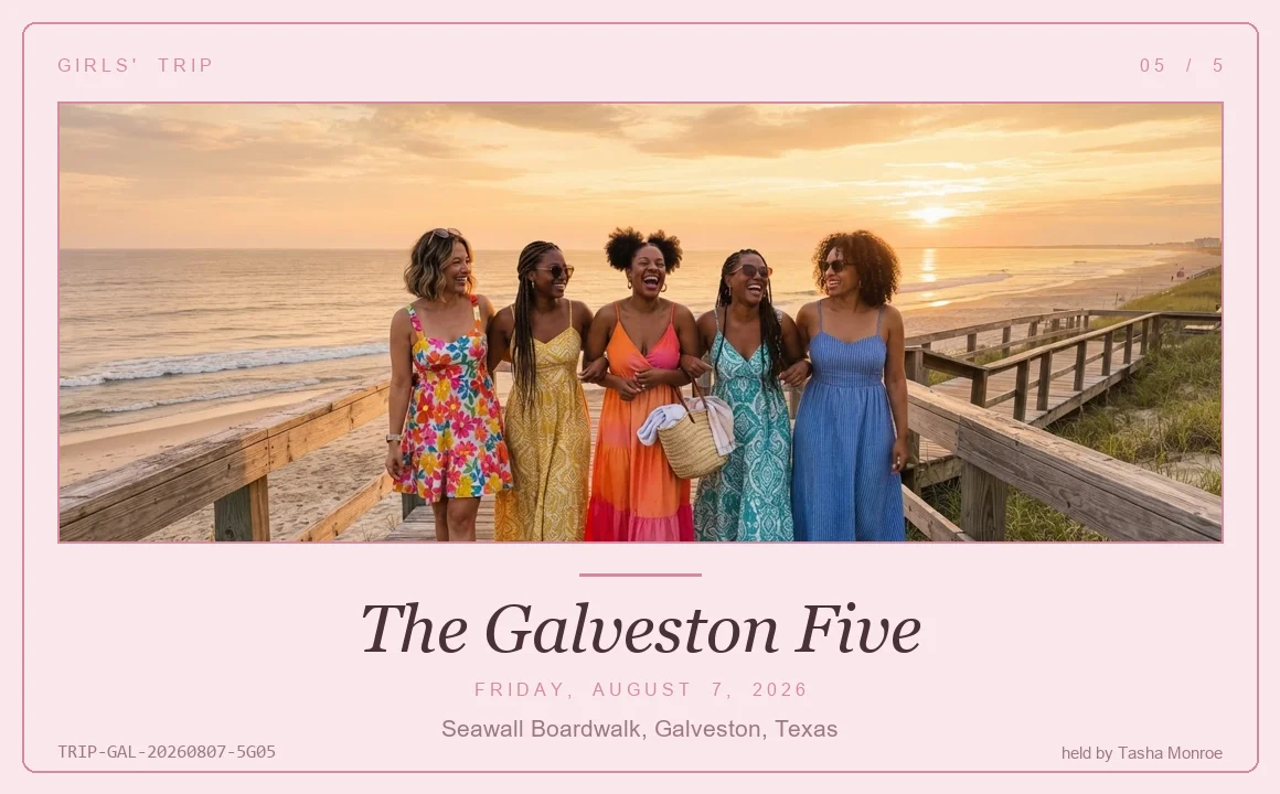 Girls' trip keepsake card