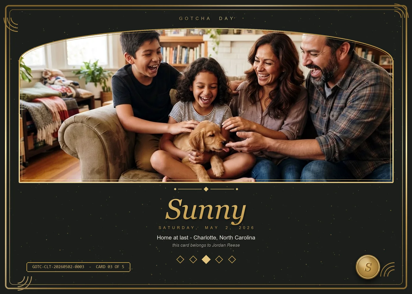 Premium gotcha day keepsake card, horizontal