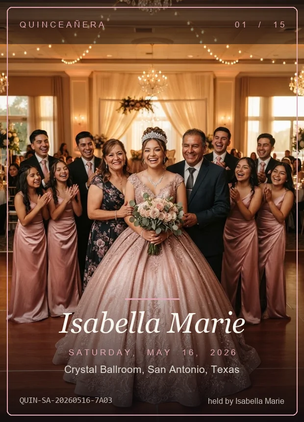Quinceanera keepsake card