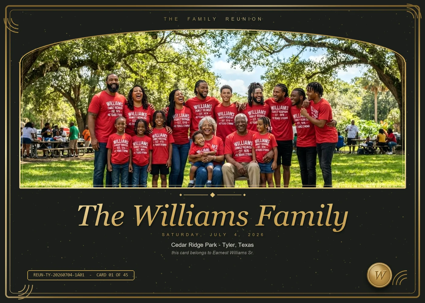 Premium family reunion card, horizontal