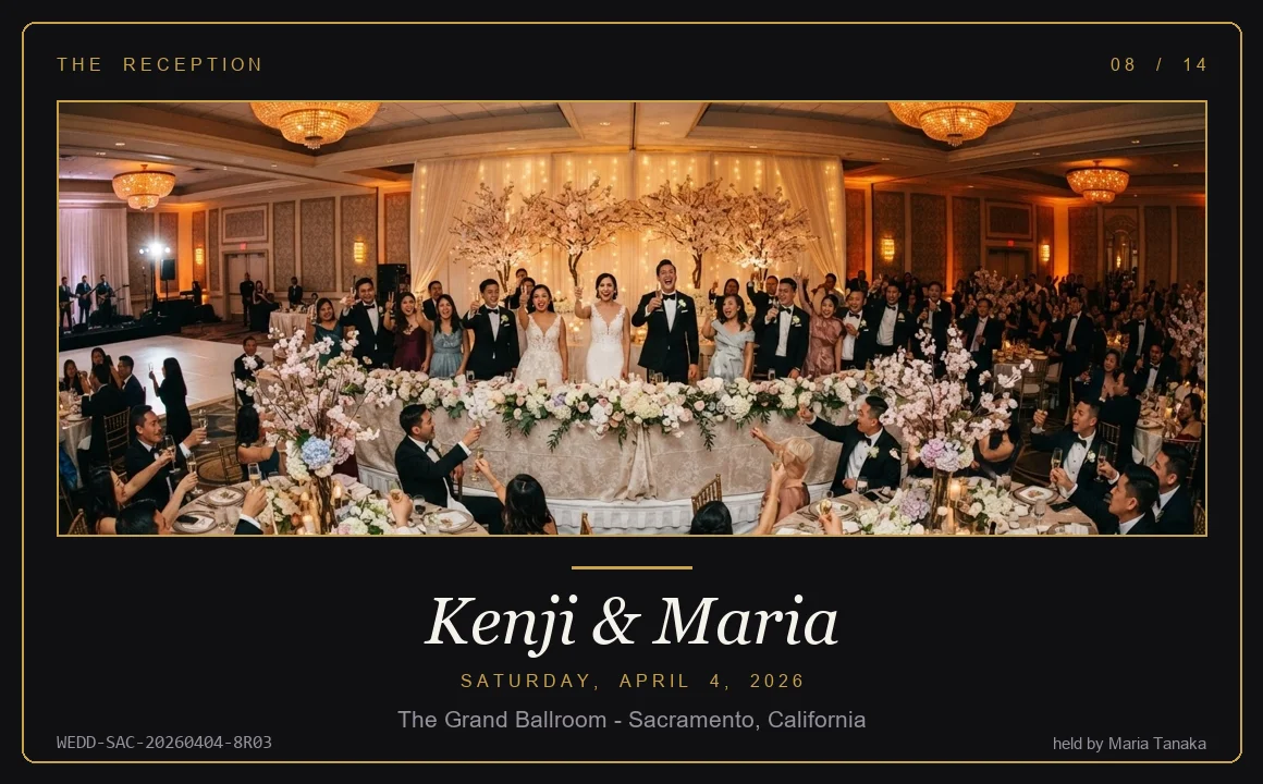 Wedding reception toast card